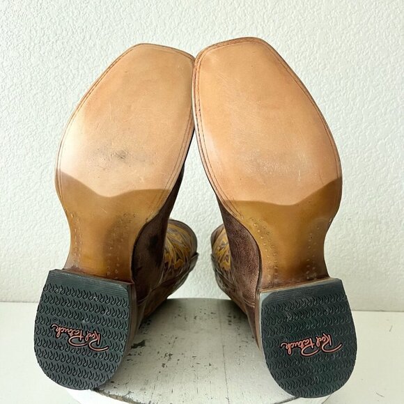 Rod Patrick Mens Cowboy Boots 13.5C Perro Loco Brown Leather Western Square Toe - Picture 8 of 12